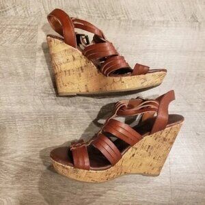 Mossimo Supply Co. Brown Strappy Wedges.